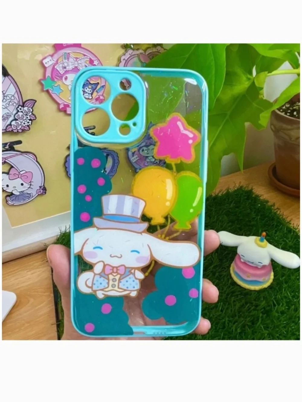 iPhone 13promax cartoon case,Handmade case with free gift beads chain